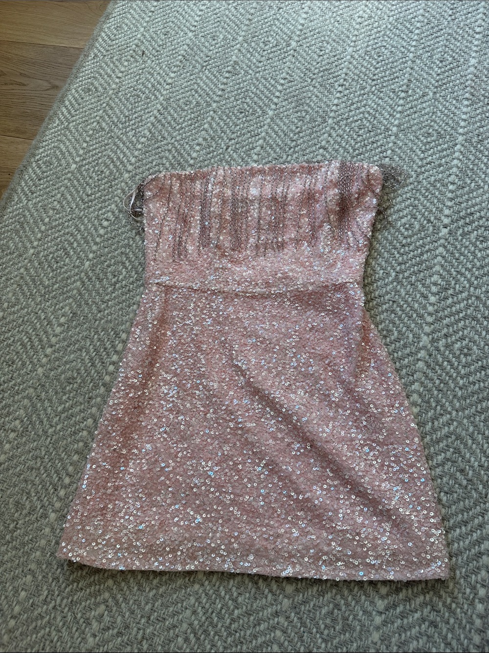 Retrofete Strapless Sequin Mini Dress in Blush Pink